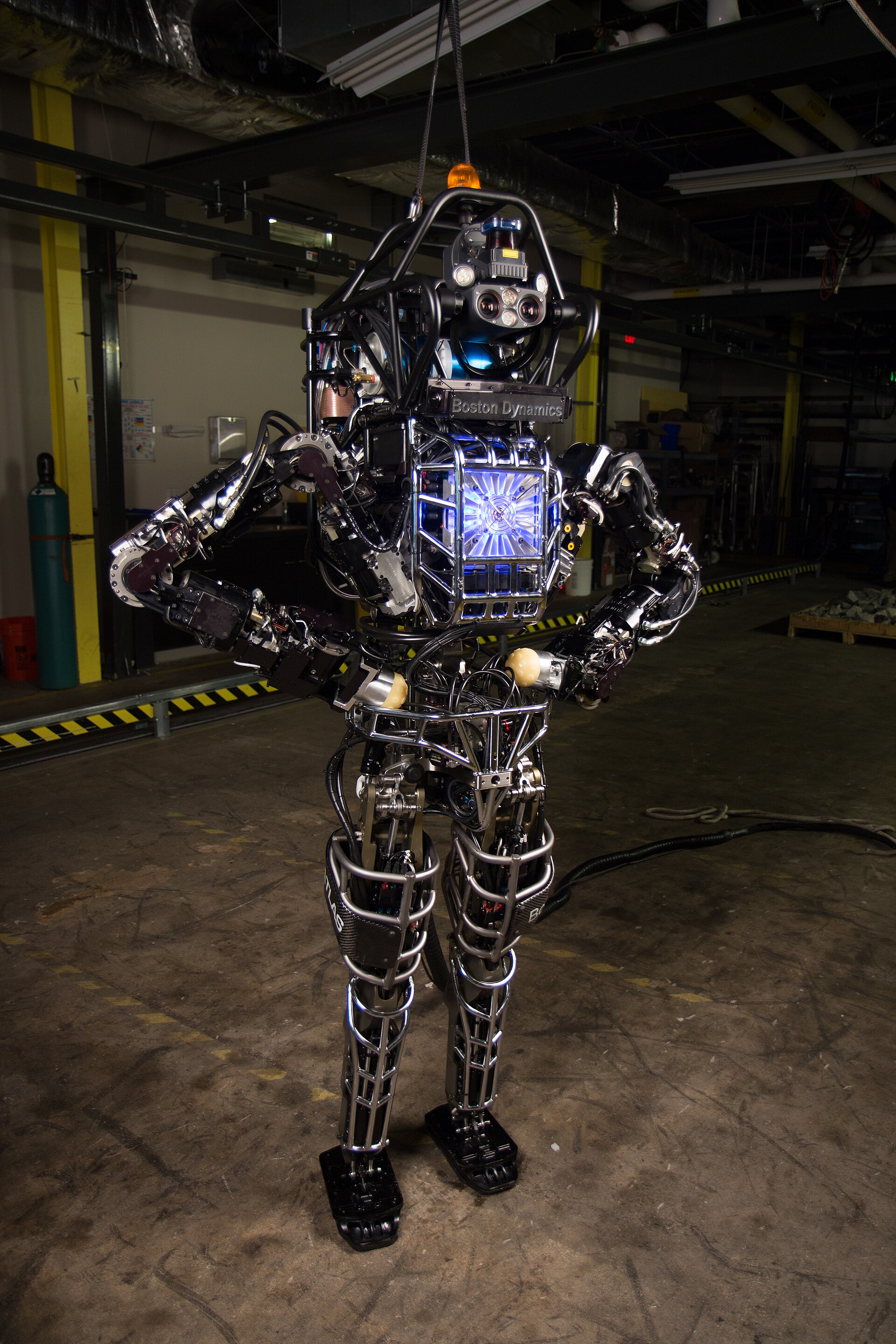 A humanoid robot under test