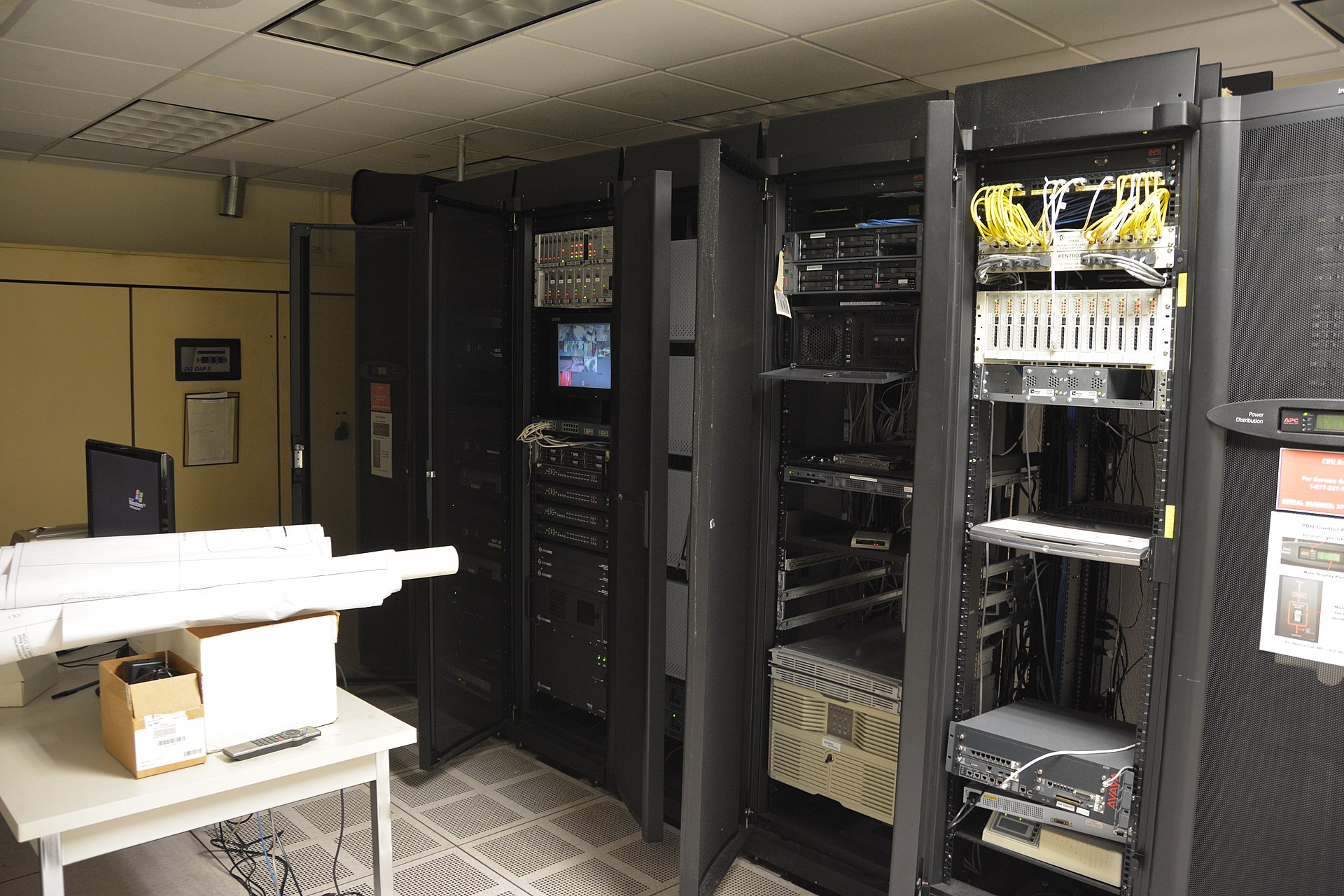Rows of servers in a data center